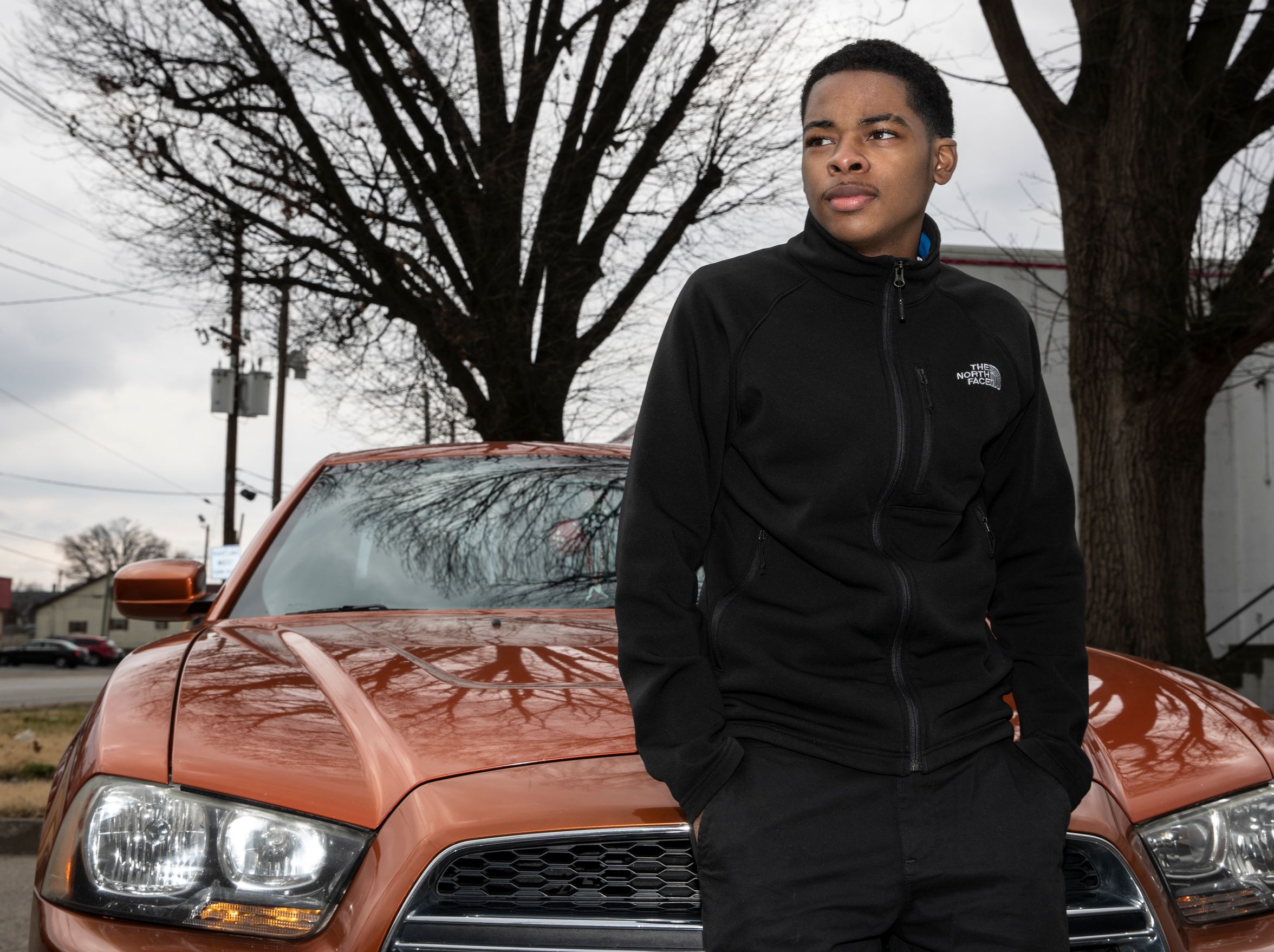 Tae-Ahn Lea, 18 was stopped by police, frisked and handcuffed at 18th and Burwell Ave. He is seen with the car he was driving. March 21, 2019.