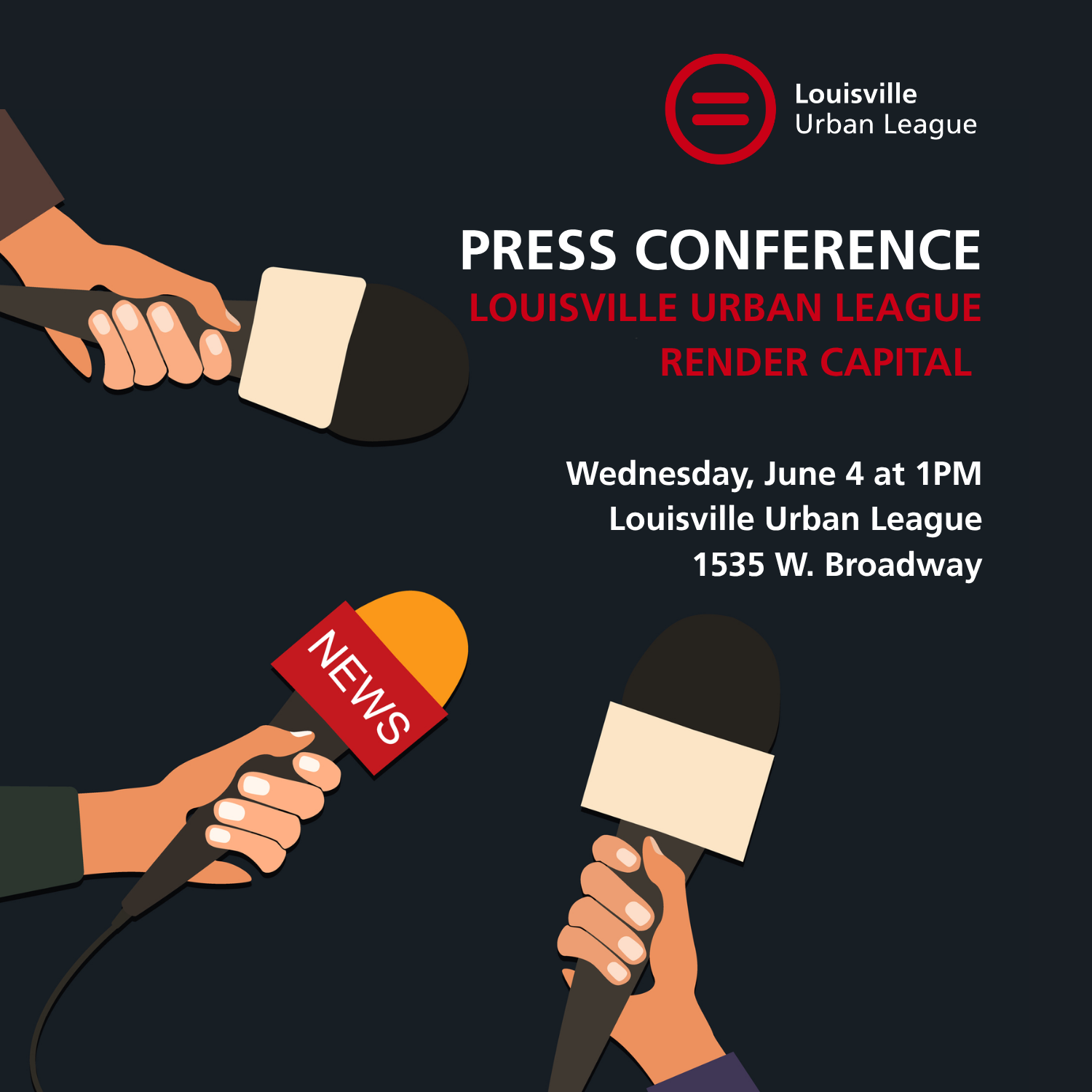 Louisville Urban League and Render Capital will host a press conference to announce the RWJF funded, A Healthier Path Forward.